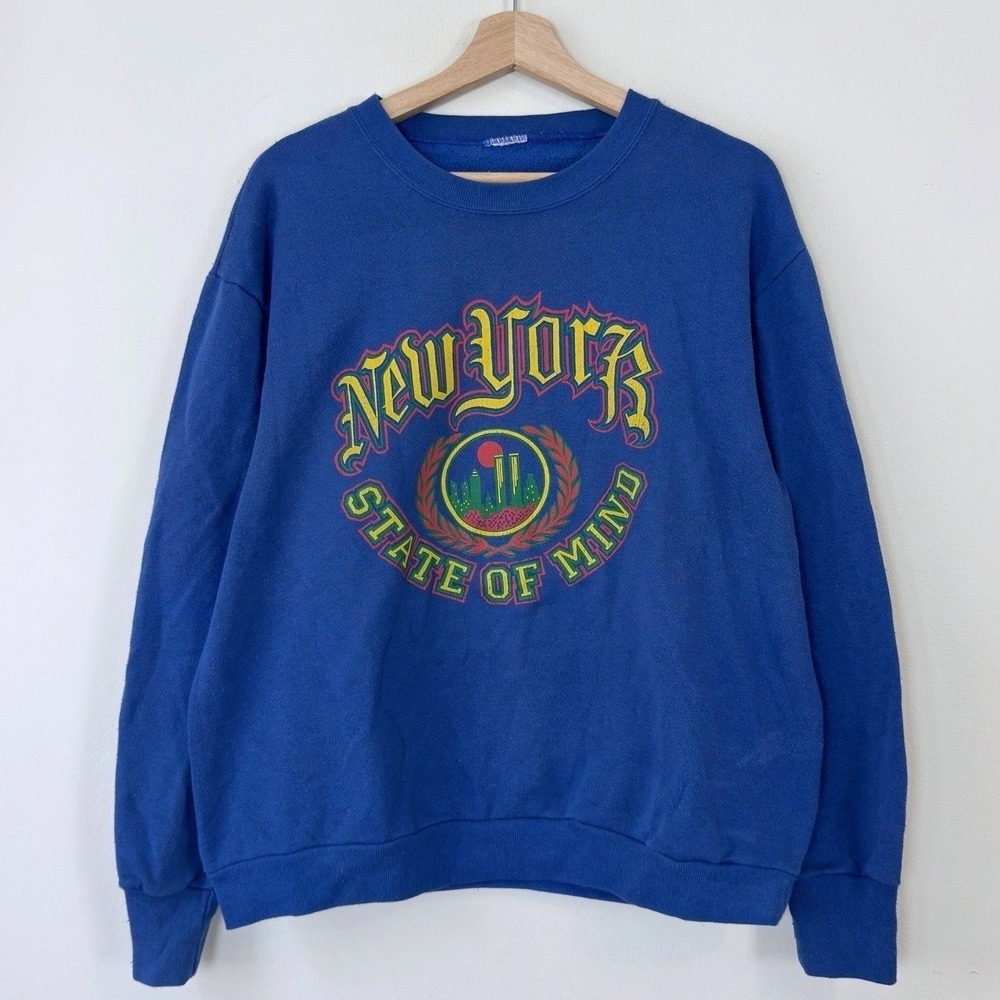 Vintage 90's New York State Of Mind Rap Hip Hop Blue Sweatshirt - M/L